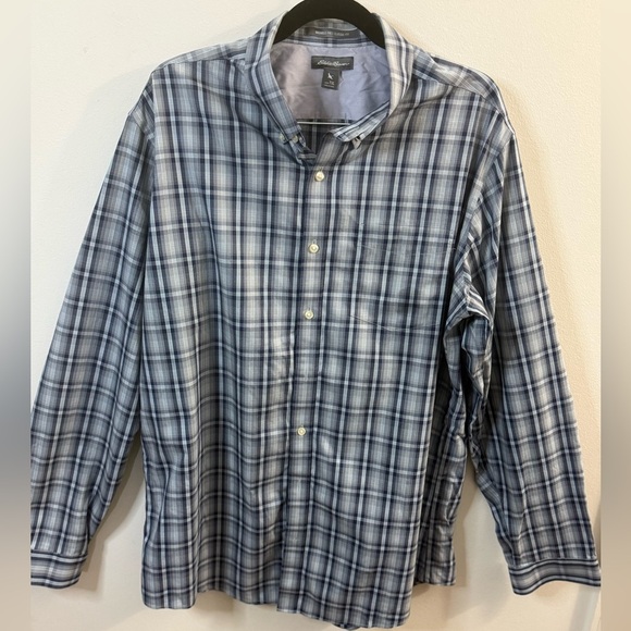 Eddie Bauer Men's Long Sleeve Shirt, Plaid, Wrinkle-Free, Classic Fit Tall XL - Picture 1 of 5